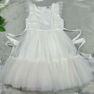 Special Occasion Layered White Tulle Tutu Dress Girls Size 8/10 See Measurements
